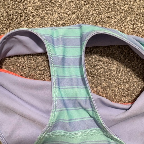 Ivivva by Lululemon Kid's Striped Swim Bottoms - Green and Blue Girl's Size 8 - Picture 7 of 8
